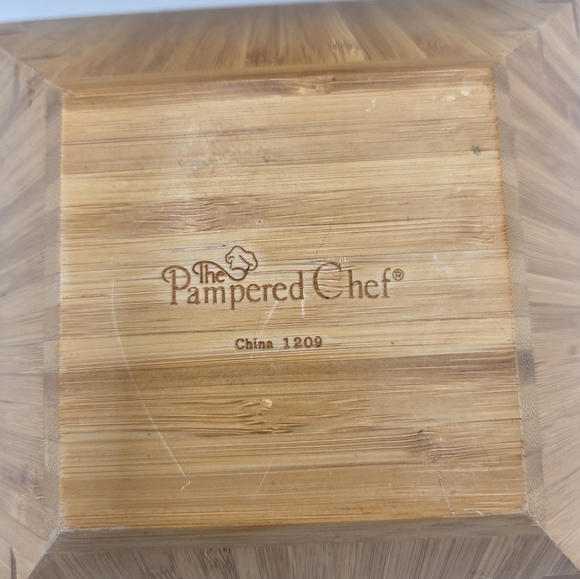 Vtg 90s Pampered Chef Bamboo Wood Retro 3x9, 4x11 Tapered Square Bowls - Picture 4 of 10